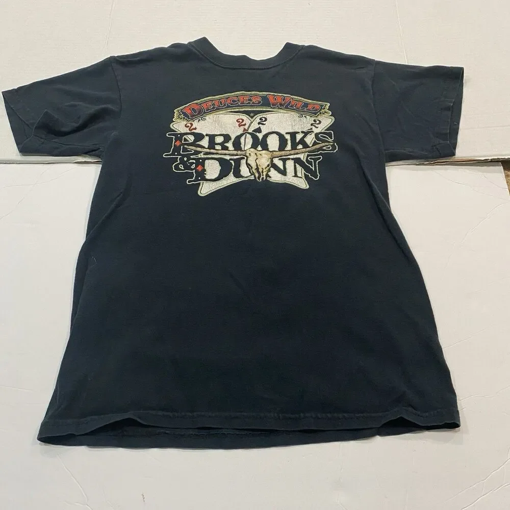 Vintage Brooks & Dunn - “Deuces Wild”. Black Shirt Small Faded